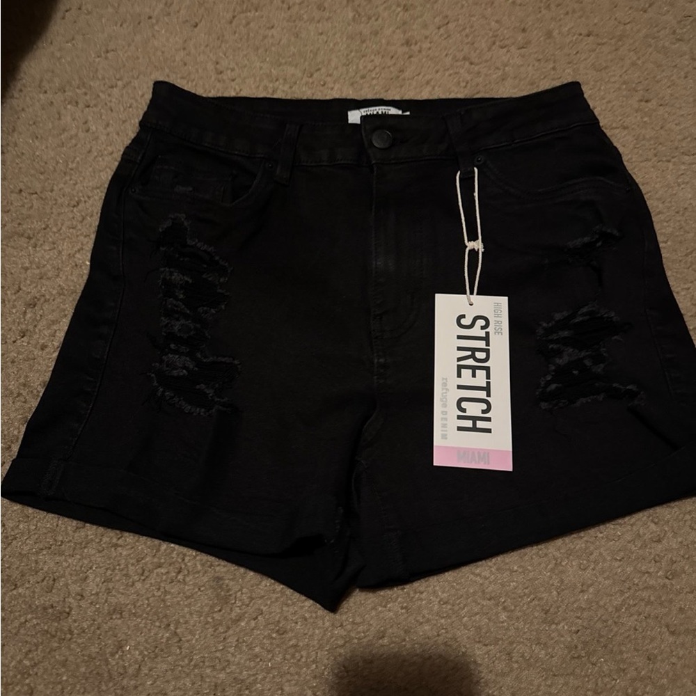 Women's Black Distressed Shorts